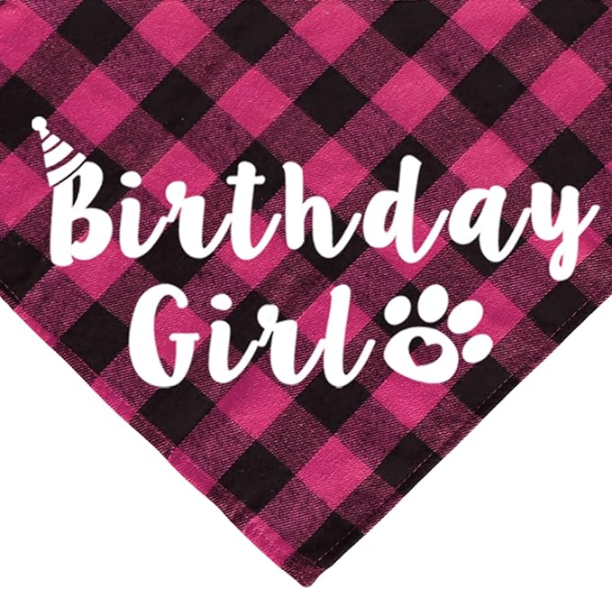 Cat Birthday Decorations, Cat Birthday Hat with Numbers Bandana Bow Tie for Cats Kittens (Pink)