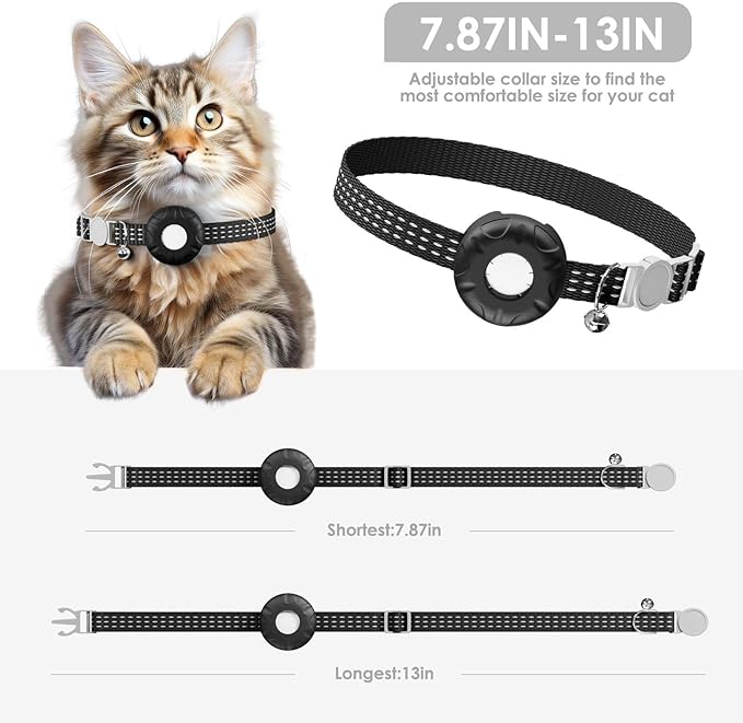 Cat Tracker, Lightweight Pet Tracker for Cats, Cat GPS Tracker Compatible with Apple Find My App(Only iOS), Real-Time Tracking, Precise Positioning, No Monthly Fee, Smart Alerts, Waterproof
