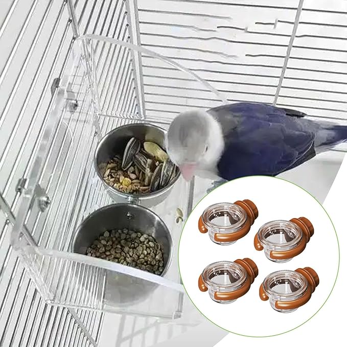 4 Pieces Bird Water Dispenser Garden Decor for Outside Gifts Food Dish Accessories, Brown