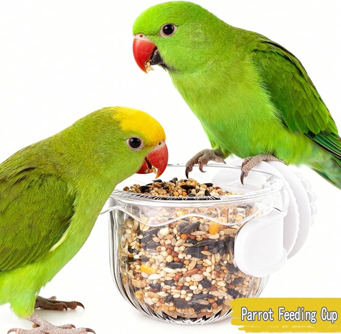 Parrot Feeder Set - 2-Piece Hanging Parrot Feeder for Bird Cages, Suitable for Cockatiels, Lovebirds, Macaws, and Other Pet Birds (White)