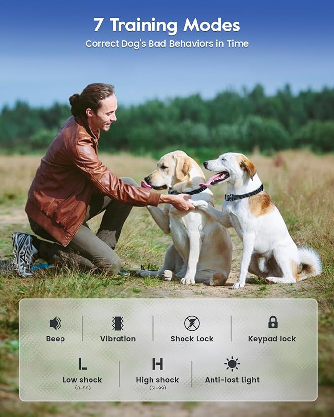 Dog Training Collar with 7 Training Modes, 4200Ft Remote Electronic Dog Shock Collar, Electric Shock Collar for Small Medium Large Dogs,Dark Blue