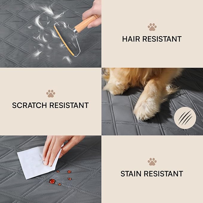 Luciphia 100% Waterproof Couch Cover Blanket for Dogs Anti-Slip Pet Couch Protector Sofa Mat Puppy Cat with Non-Slip Bottom, Grey, 40x50 Inch