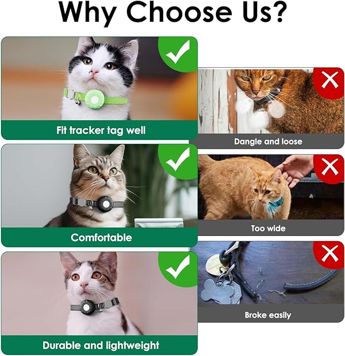 Cat Tracker, Lightweight Pet Tracker for Cats, Cat GPS Tracker Compatible with Apple Find My App(Only iOS), Waterproof, Real-Time Tracking, No Monthly Fee, Smart Alerts