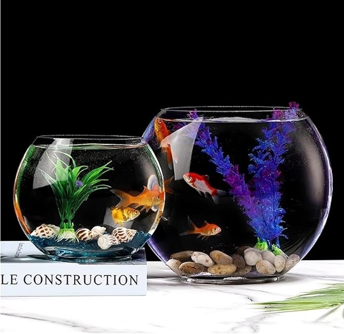 Aquariums Fish Bowl Creative Oval Glass Small Goldfish Fish Tank Home Desktop Decoration Transparent Glass Fish Tank Fish Tanks(Large)