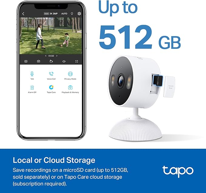 Tapo 2K Indoor/Outdoor Wired Security Camera - Works as a Baby Monitor & Pet Camera, Person/Motion/Baby Cry Detection, 2-Way Audio, Siren, Subscription-Free SD Storage or Optional Cloud, C113 (2-Pack)