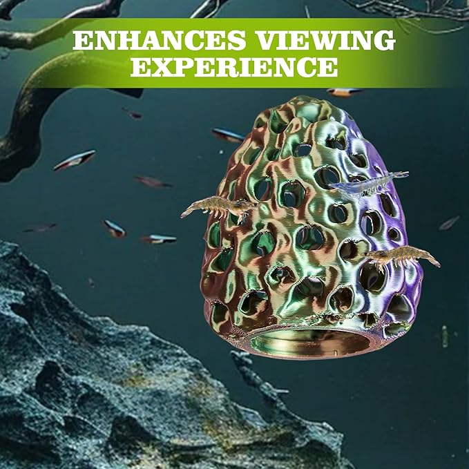 Shrimp Dome Hide, Shrimp Hides for Aquarium, Betta Fish Hideout with Suction Cup, Betta Habitat Tank Ornament Accessories, Aquarium Decor for Small Fish Guppy Hiding Resting (Lid Green Purple)