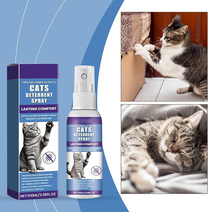 Cat Repellent Spray - Natural Training Aid for Cats, Indoor & Outdoor Deterrent Spray to Stop Scratching Furniture, Protect Garden, and Deter Unwanted Marking