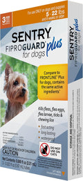 Sentry Fiproguard Plus for Dogs, Flea and Tick Prevention for Dogs (5-22 Pounds), Includes 3 Month Supply of Topical Flea Treatments