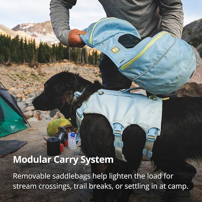 Ruffwear Palisades Dog Backpack, Multi-Day Pack with Removable Saddlebags, Breathable Adjustable Harness, Reflective Trim, Red Currant, X-Small