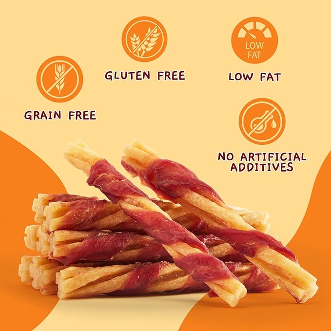 Jungle Calling Chicken Collagen Sticks, Long Lasting Dog Chews, Duck Wrapped Dog Treats, Digestible Rawhide Alternative for Small Medium Dogs, Dog Bones for Teeth Cleaning, 14.1oz, Approx. 22 Sticks