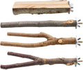 BILLIOTEAM 4 Pack Natural Wood Bird Perch Parrot Stand Branches Fork Toys,Pet Bird Cage Wooden Hanging Perch Platform Hammock Swing Toy for Small Parakeets,Budgies,Cockatiels,Conures,Finches