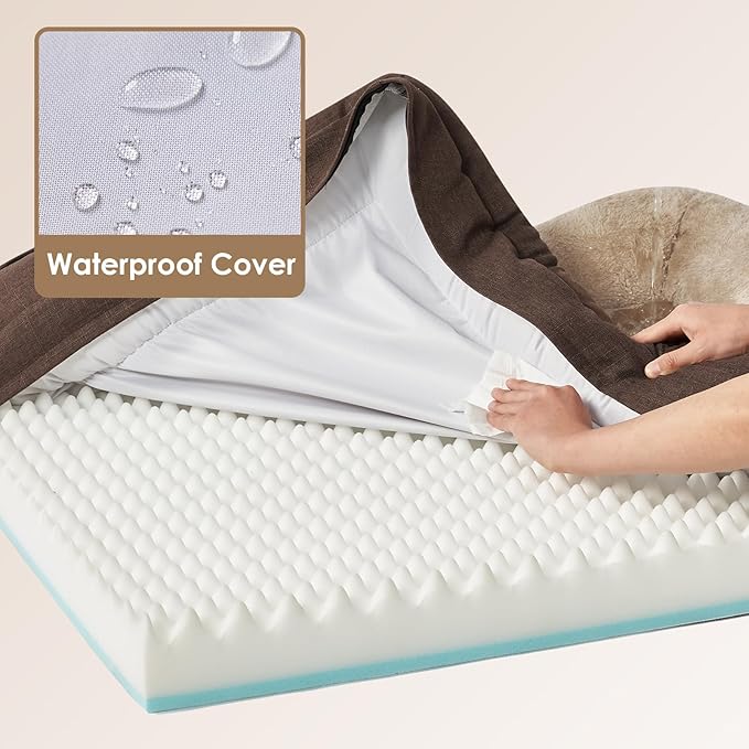 EHEYCIGA Orthopedic XL Dog Bed for Large Sized Dog, 42x30x7.5 Inch Extra Large Memory Foam Dog Couch Bed with Sides, Waterproof Liner & Washable Removable Cover, Bolster Pet Sofa, Brown