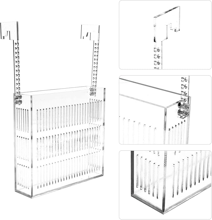 Guppy Breeding Box Aquarium Nursery Incubator Acrylic Hanging Fish Isolation Box with Suction Cups Medium Size for Betta and Shrimp Hatchery