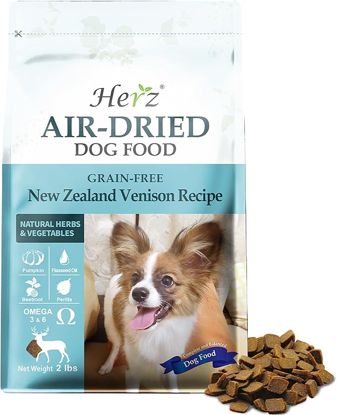 Herz Air-Dried Dog Food – New Zealand Venison Recipe 2 lb, Single Pure-Meat, Grain Free, All Natural, High Protein, Limited Ingredients