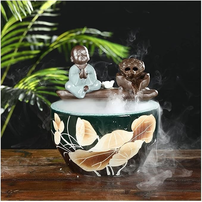 Fish Tabk Aquarium Ceramic Fish Tank Home Living Room Circulation Flow Water Fish Tank Feng Shui Lucky Ornament Balcony Goldfish Bowl Fish Tank Cool Fish Tank(F)