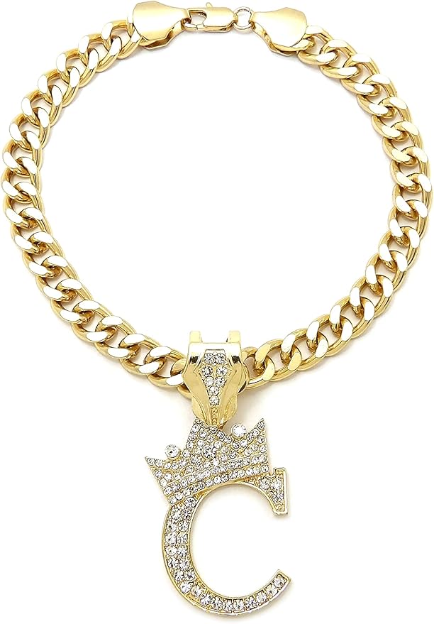 Initial Letter Cuban Chain Dog Chain Pet Chain Pet, Cat, Puppy Necklace (C, 20")