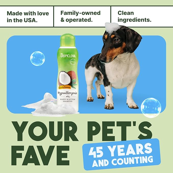 TropiClean Gentle Puppy Shampoo, Dog Shampoo for Allergies & Sensitive Skin, Professional Dog Shampoo, Made in USA, Gentle Coconut Scent, 2.5 Gallon