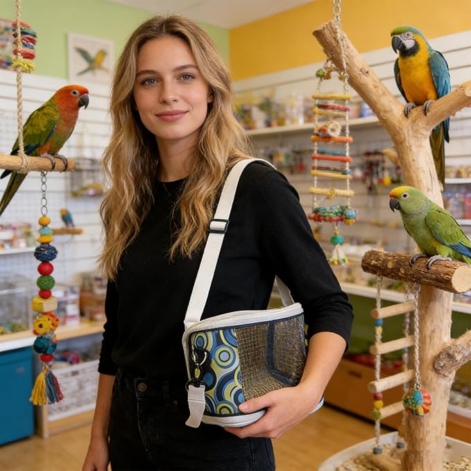 Lovebirds Outdoor Bird Carrier, Breathable Cockatiel Travel Bag, Pet Transport Pouch, Soft Mesh Extra Comfort, Stylish Portable Carrier Design, Perfect Bird Carriers for Macaw Budgies Vet Visit