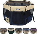EliteField 2-Door Soft Pet Playpen (2 Year Warranty), Exercise Pen, Multiple Sizes and Colors Available for Dogs, Cats and Other Pets (30" x 30" x 20"H, Beige+Navy Blue)