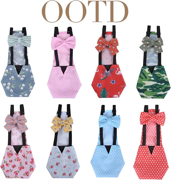 MANON ROSA Chicken Diapers Bantam Hens - Reusable 3-Piece Set with Bow Ties Poultry Nappies Washable Waterproof for Geese Pet Ducks Silkie (Polka Dot XS)