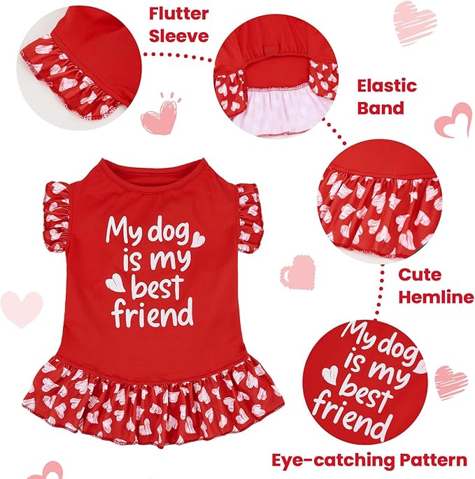 XPUDAC 4 Pack Cute Dog Dress for Small Dog, Floral Pet Clothes Sweet Girl Puppy Dress Colorful for Birthday Holiday Spring Summer Pet Outfits Skirt for Girls, S