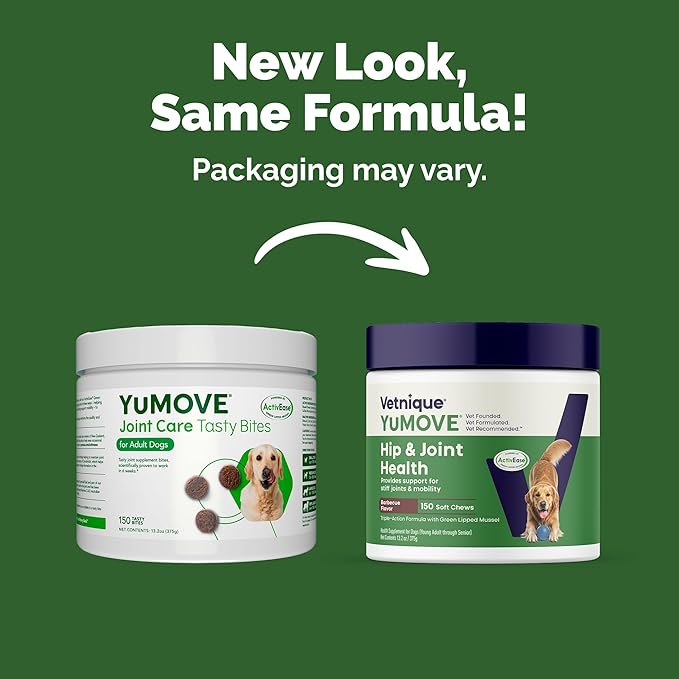 YuMOVE Dog Joint Supplement, Hip and Joint Supplement for Dogs with Glucosamine for Dogs, Hyaluronic Acid, Green Lipped Mussel and Omega 3, Dog Hip and Joint Aches and Stiffness (150 Soft Chews)