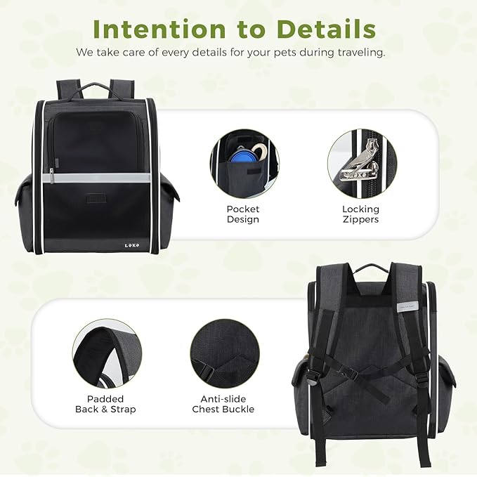 Lekereise Cat Backpack Carriers, Dog Carrier Backpacks with Breathable Mesh for Small Medium Cats Dogs Puppy Up to 20 Lbs, Pet Foldable Carrying Backpack Ventilated for Travel Hiking Collapsible
