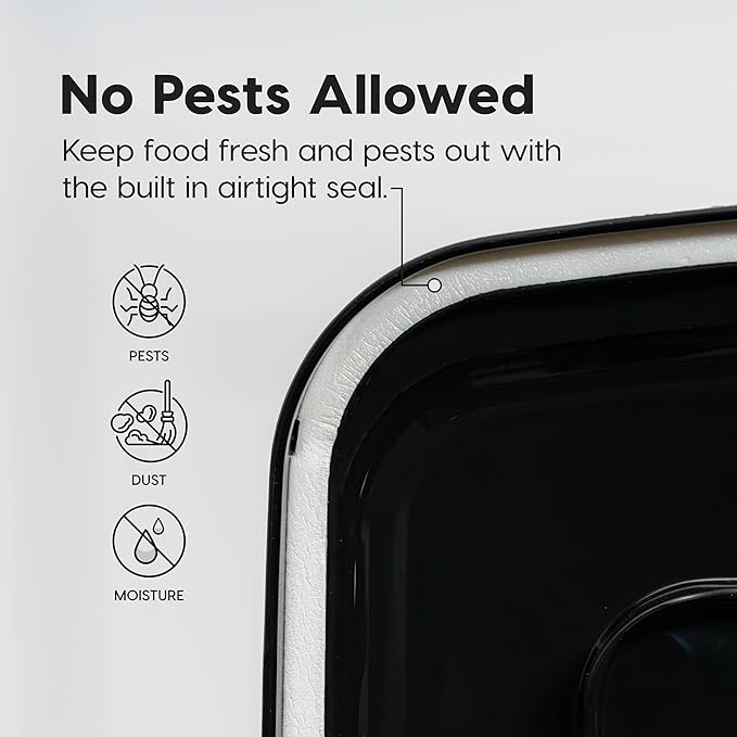 IRIS USA Dog Food Storage Container 58 lbs, Attachable Wheels, for Dog Cat Birds and other Pets, Food Storage Bin, Keep Fresh, Easy Mobility, BPA Free - Made in the USA, Black