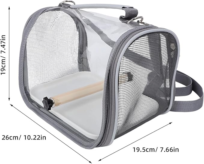 Toyvian Portable Small Bird Cage with Wood Perch, Travel Parrot Carrier Bag for Budgie Conure, Handheld Lightweight Bird Travel Cage for Outdoor Trips and Hiking