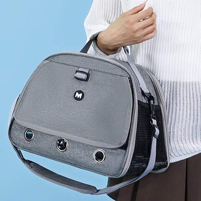 Bird Traval Carrier Cage, Bird Carrier with Seat Belt, Multifunctional Small Animal Backpack, Pet Transparent Breathable Carriers for Small Birds Parrots (Grey)