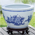 Fish Tabk Chinese Style Blue and White Ceramic Goldfish Bowl Fish Tank Balcony Fish Culture Tank Courtyard Lotus Tank Turtle Tank Aquarium Starter Kits Cool Fish Tank(Color:C,Size:63cm)