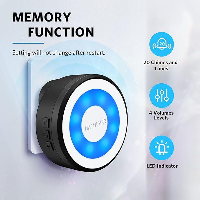Add-On Wireless Dog Bell Receiver, 1000 Feet Range with 4 Notification Modes, 20 Melodies & 4 Volume Levels