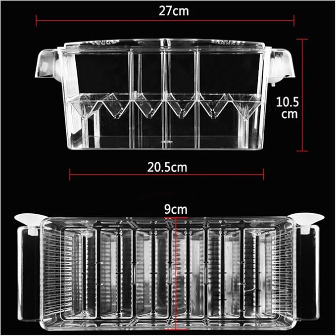 Self-Floating Aquarium Breeding Incubator Isolation Box – Double Layer 4 Rooms Transparent Acrylic Fish Hatchery Box for Fish Tank(4 Rooms)