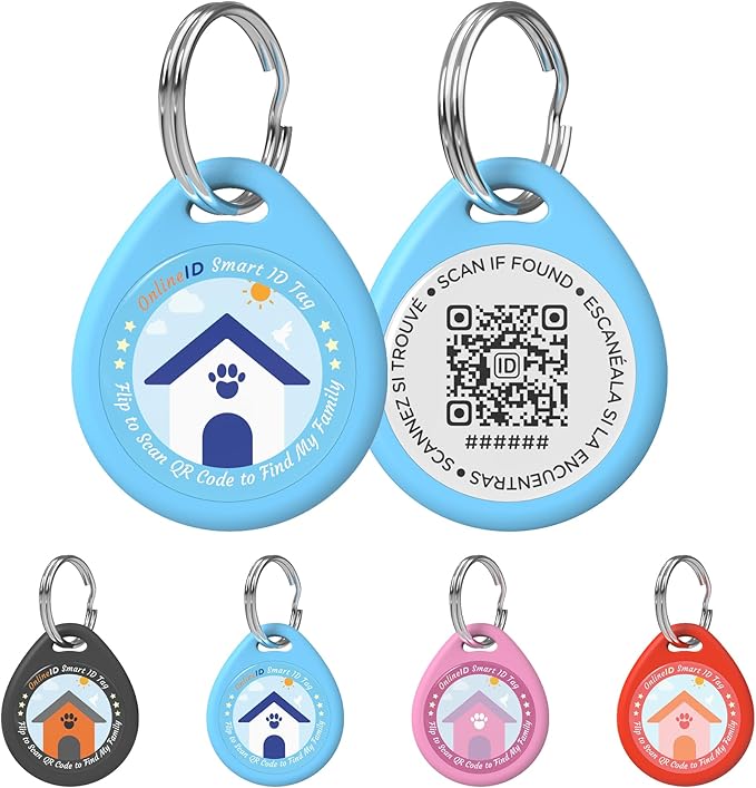 1 Pack Personalized Dog Tags,QR Code Pet ID Tags with Online Profile systerm,Editable Any Names and Phone numbles,Blue,L