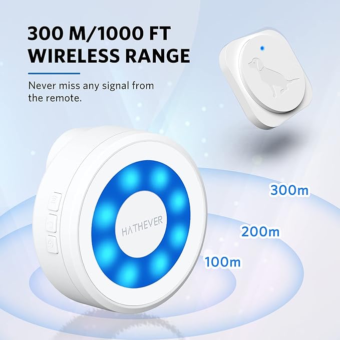 Dog Bell for Door Potty Training, Wireless Doggie Door Bell Operating at 1000 Feet with IP65 Waterproof Touch Button, Easy Installation
