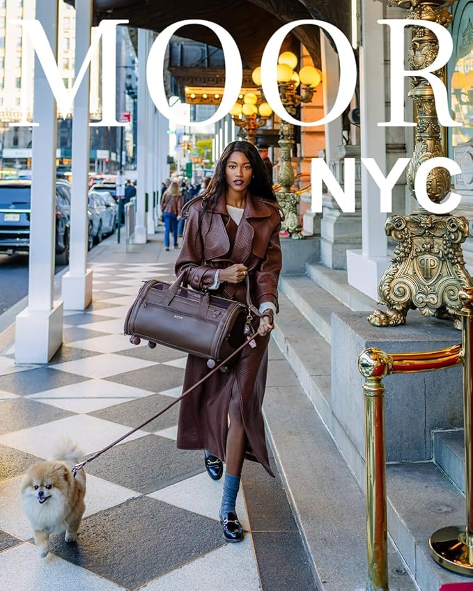 MOOR NYC Luxury Made Travel Bag. A Unique Pet Travel Bag Design for Dogs or Cats. TSA Approved (Cream Luxury Travel Bag)