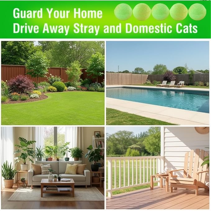 Natural Peppermint Oil Cat Deterrent Outdoor and Indoor, Keep Cats Permanently Out of Yard, Lawn, Garden, Furniture, Mulch & Flower,8 Pack（Green）