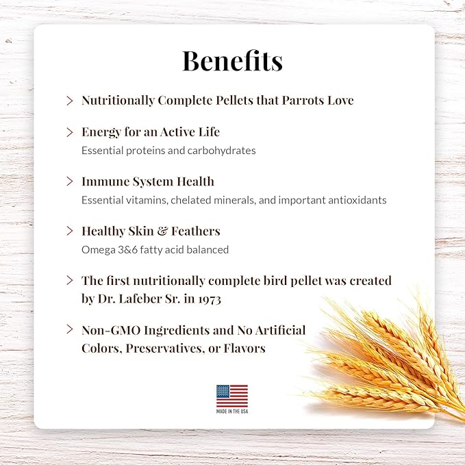 LAFEBER'S Premium Daily Diet Pellets Pet Bird Food, Made with Non-GMO and Human-Grade Ingredients, for Parrots, 25 lb