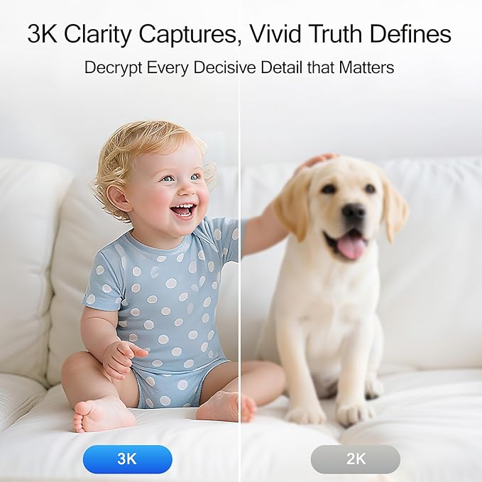 5G Indoor Camera, 3K Pet/Dog Camera with Phone App/Speaker, 64GB SD Card Included No Subscription, PTZ WiFi Baby Monitor for Home Security, 0-Glow Night Vision, Free AI Detection