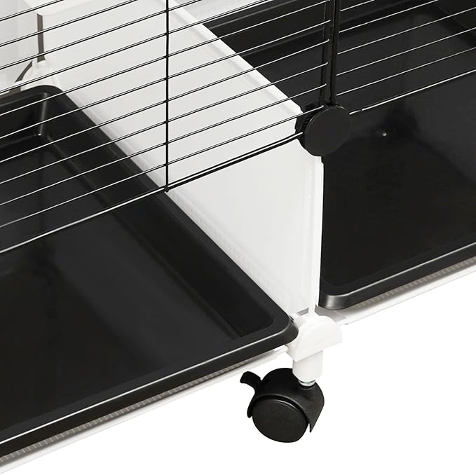 50 Inch 2-Tier Big Bird Cage with Food & Water Bowls Parakeet Bird Cage with Stand, Wheels Metal Birdcage Parrot Cage for Parakeet, Lovebirds, Ringneck, Cockatiels (Black, 2-Tier)
