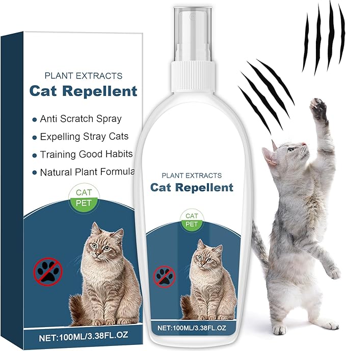 Cat Deterrent Spray, Botanical Cat Repellent Spray for Furniture, Gentle for Indoor & Outdoor Use, Helps Stop Urine Marking & Scratches, Effective Training Aid, 100ml