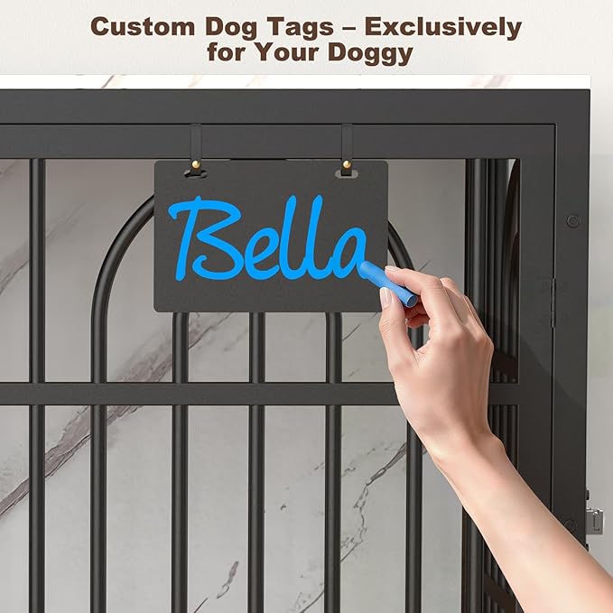 42" Dog Crate Furniture, Heavy Duty Dog Crates, Dog Kennel Furniture Indoor for Large Dog as TV Stand, Wooden Cage End Table for Indoor Decoration, Name Tag Escape-Proof Locks & Double Door