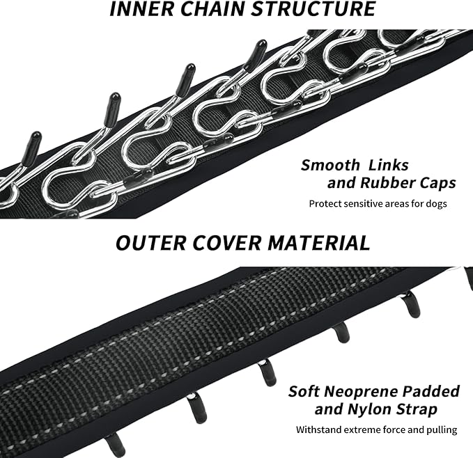 Heavy Duty Nylon No Pull Dog Collar with Buckle, Adjustable Anti Pull Reflective Slip Collar for Large Medium Small Dogs - M Black