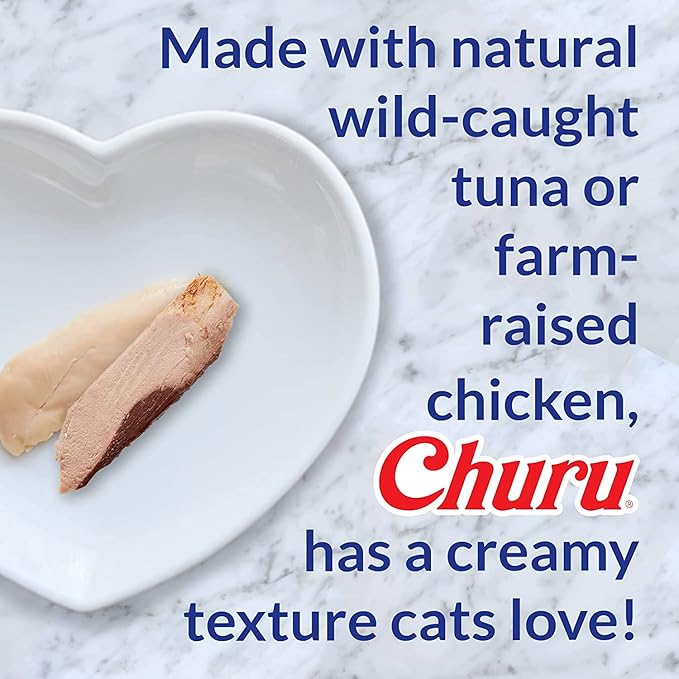 INABA Churu for Cats, Functional, Creamy Lickable Purée Cat Treat for Indoor Care and Hairball Control with Taurine & Vitamin E, 0.5 Ounces Each, 12 Tubes (4 per Pack), Tuna Recipe