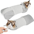 Supet Cat Grooming Wrap for Cutting Nails, Self-Adhesive Anti-Scratch Swaddle with Bite-Proof Mesh Hood & Thick Waist Strap Anti-Escape Bag for Nail Trimming, Medication, Ear Cleaning (Grey S)