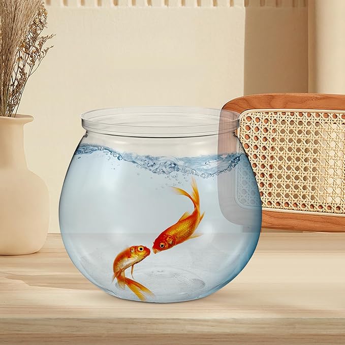 3pcs Plastic Fish Bowls Transparent Small Plastic Fish Tank Shatterproof Fishbowl Small Fish Tank Clear Round Aquarium for Betta Fish Goldfish Candy Wedding Party Favor Desktop