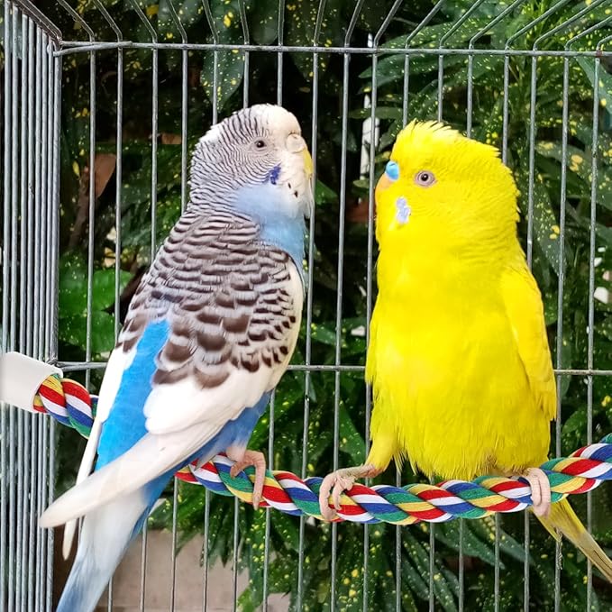 Parrot Rope Climbing Toy 18.5 Inch Cotton Rope Perch for Birds Cage Exercise and Chewing Toy for Parrots Budgies Cockatiels