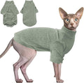 Idepet Sphynx Hairless Cats Sweater Shirt Kitten Soft Puppy Clothes Pullover Cute Cat Pajamas Jumpsuit Cotton Apparel Pet Winter Turtleneck for Cats and Teacup Chihuahua Small Dogs(Green,L)