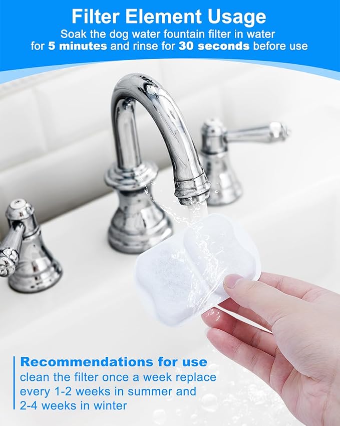 4 Set Pet Water Fountain Filter Kit Fit for oneisall 7L/230oz/1.8G Pet Water Fountains for Dogs, Replacement Carbon Filters Compatible with oneisall Dogs Fountain, Keeping Pet Water Clean