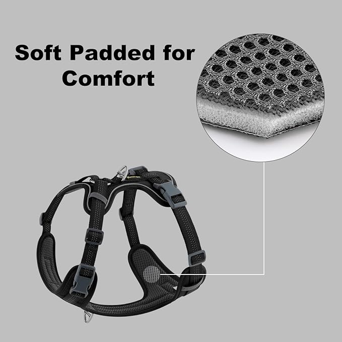 Plutus Pet No Pull Dog Harness, Release at Neck, Soft Padded, Reflective Adjustable Dog Vest Harness for Small, Medium, Large Dogs(Black, S)